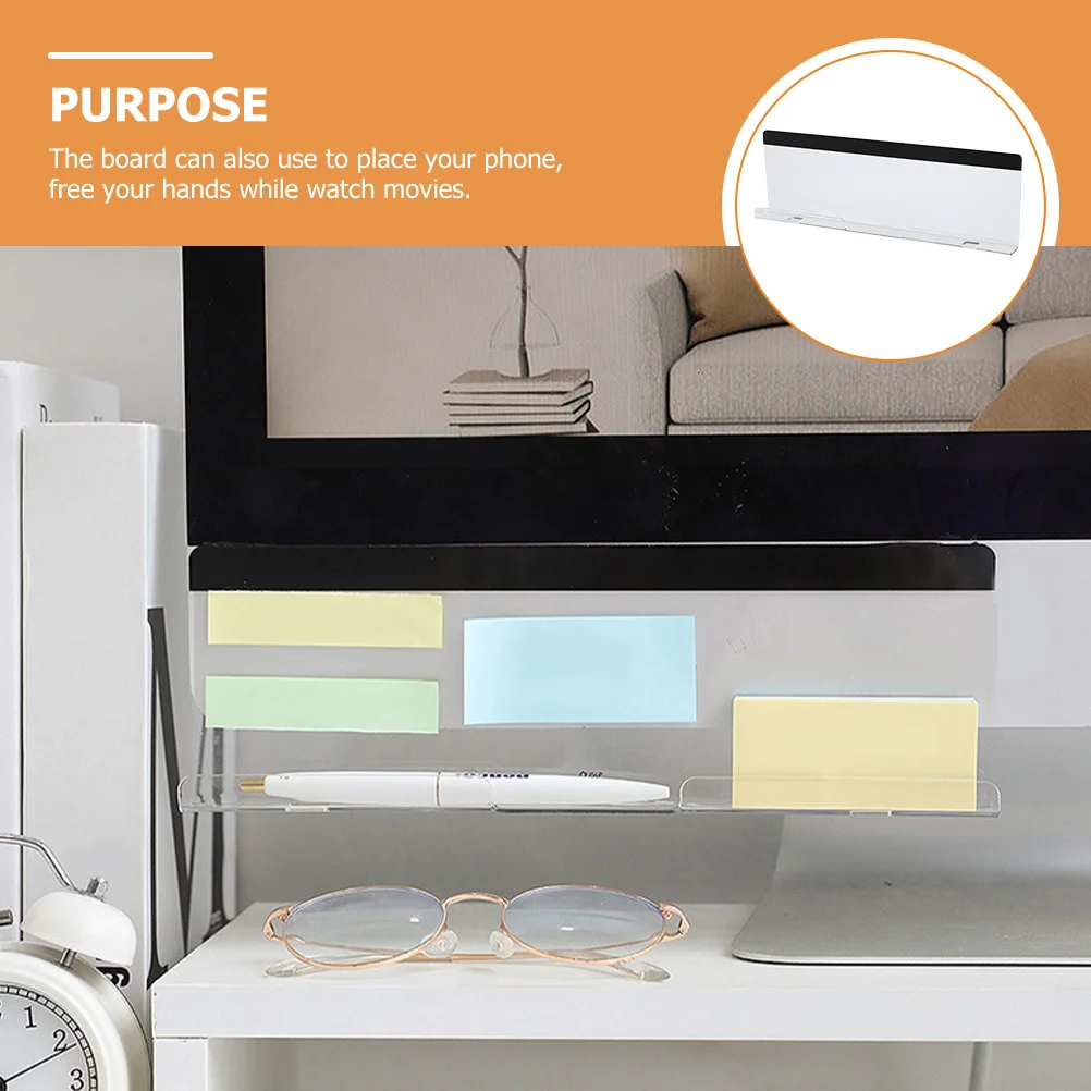 

1pcs Monitor Memo Board For Computer Screen Bottom Message Reminder Holder Adhesive Phone Stand Office Organizer