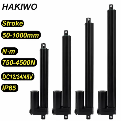 HAKIWO 4500N 12V 24V Linear Actuator 100mm 300mm 450mm 500mm 700mm 1000mm Stroke Solar Tracker Electric Cylinders Door Opener