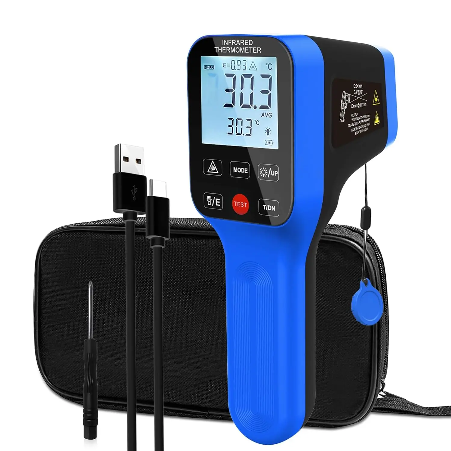 Pistola Infravermelha do Termômetro Hp1600 Laser Recarregável de Alta Temperatura Termômetro Industrial Impermeável d: Botão do Toque de s = 30:158 °c2912 °c