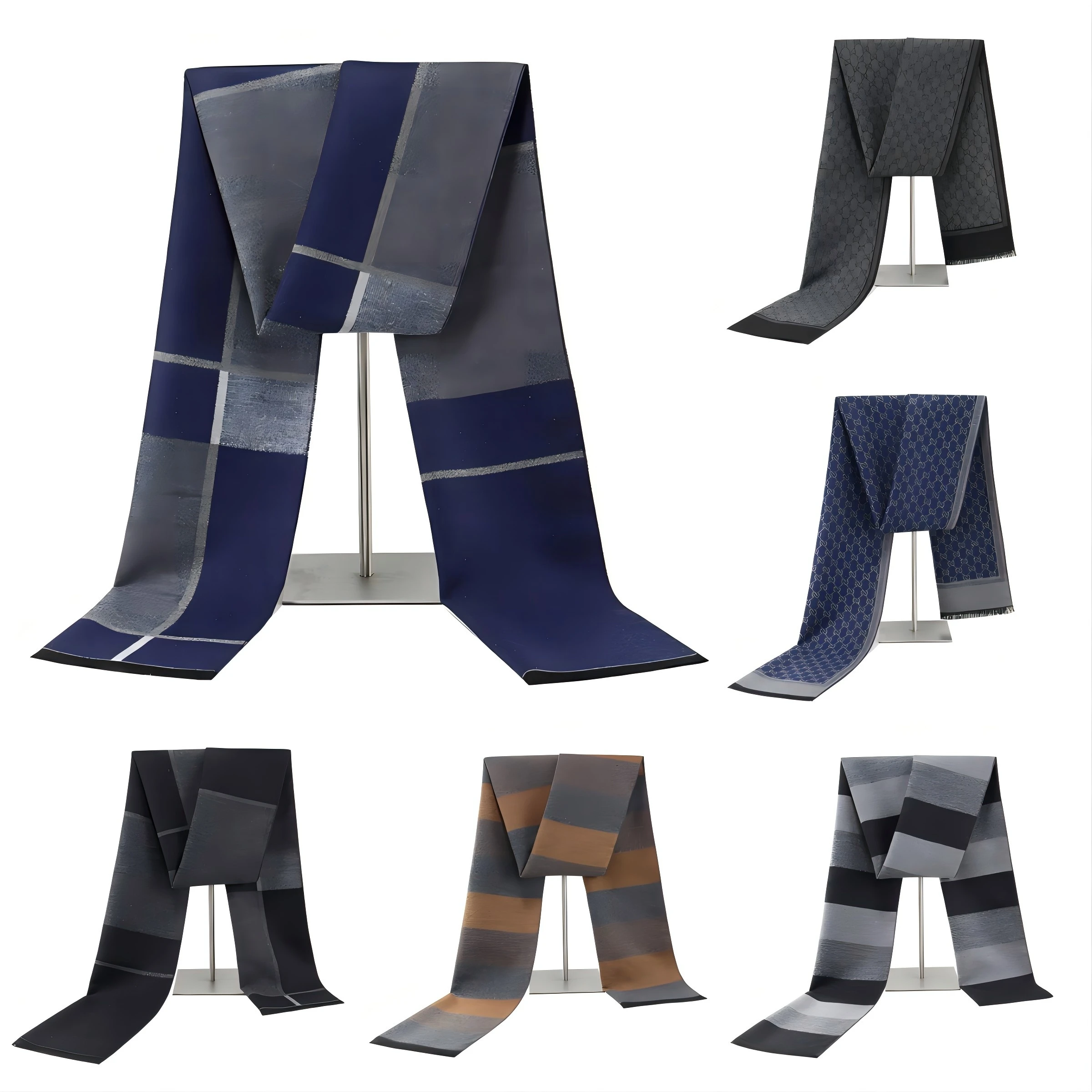 

1 шт. зимний шарф для мужчин в клетку в полоску с имитацией пейсли, кашемира, элегантные жаккардовые шарфы, двухсторонние теплые ветрозащитные снуды на шею