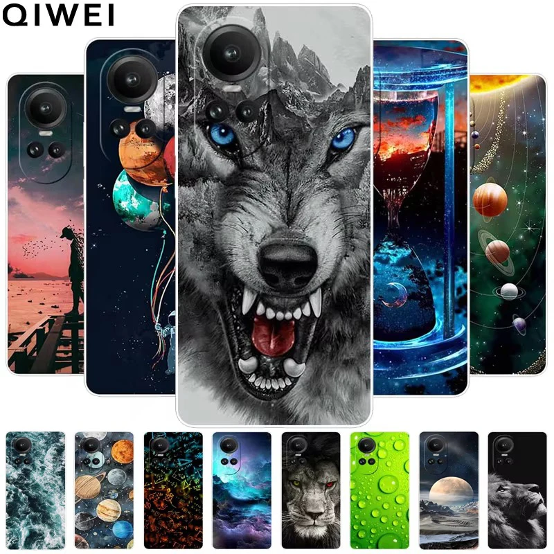 For OPPO Reno 10 5G Case Space Cartoon Pattern Clear TPU Phone Cases for Oppo Reno10 Pro 5G Soft Silicone Cover Reno 10Pro Capas