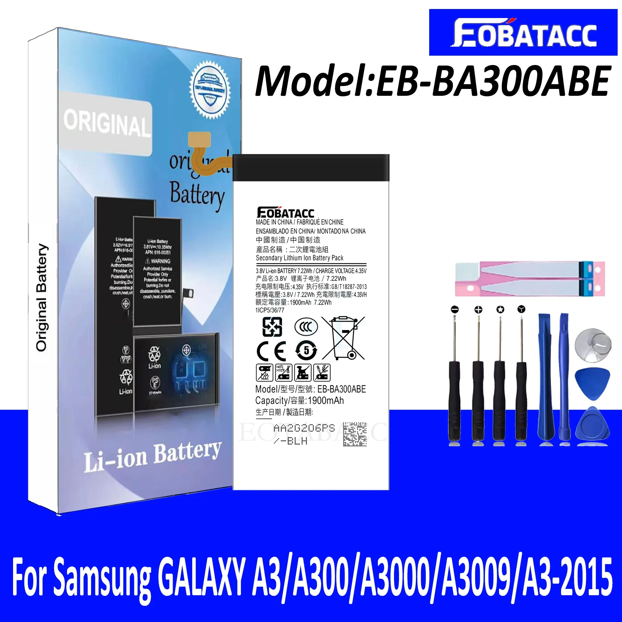 

EOATABACC Brand New EB-BA300ABE Replacement Battery For Samsung Galaxy GALAXY A3 A300 A3000 A3009 A3-2015 Batteries Tools