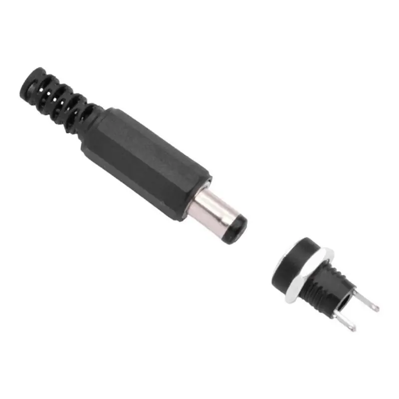 SHGO 15 Sets DC Power Connectors 5.5mm Male Female Jack Sockets Screw Nuts Panel Mount Adapter for 12V LED Strip