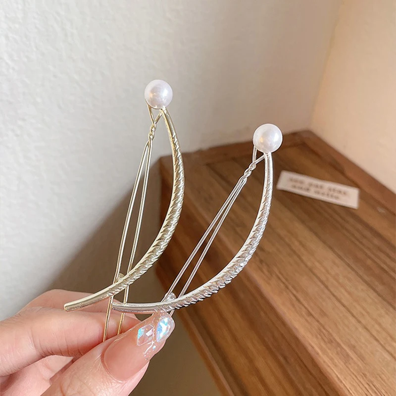 Novo metal geométrico grampo de cabelo elegante pérola barrette arco rabo de cavalo hairpin para mulheres meninas bandana barrettes acessórios para