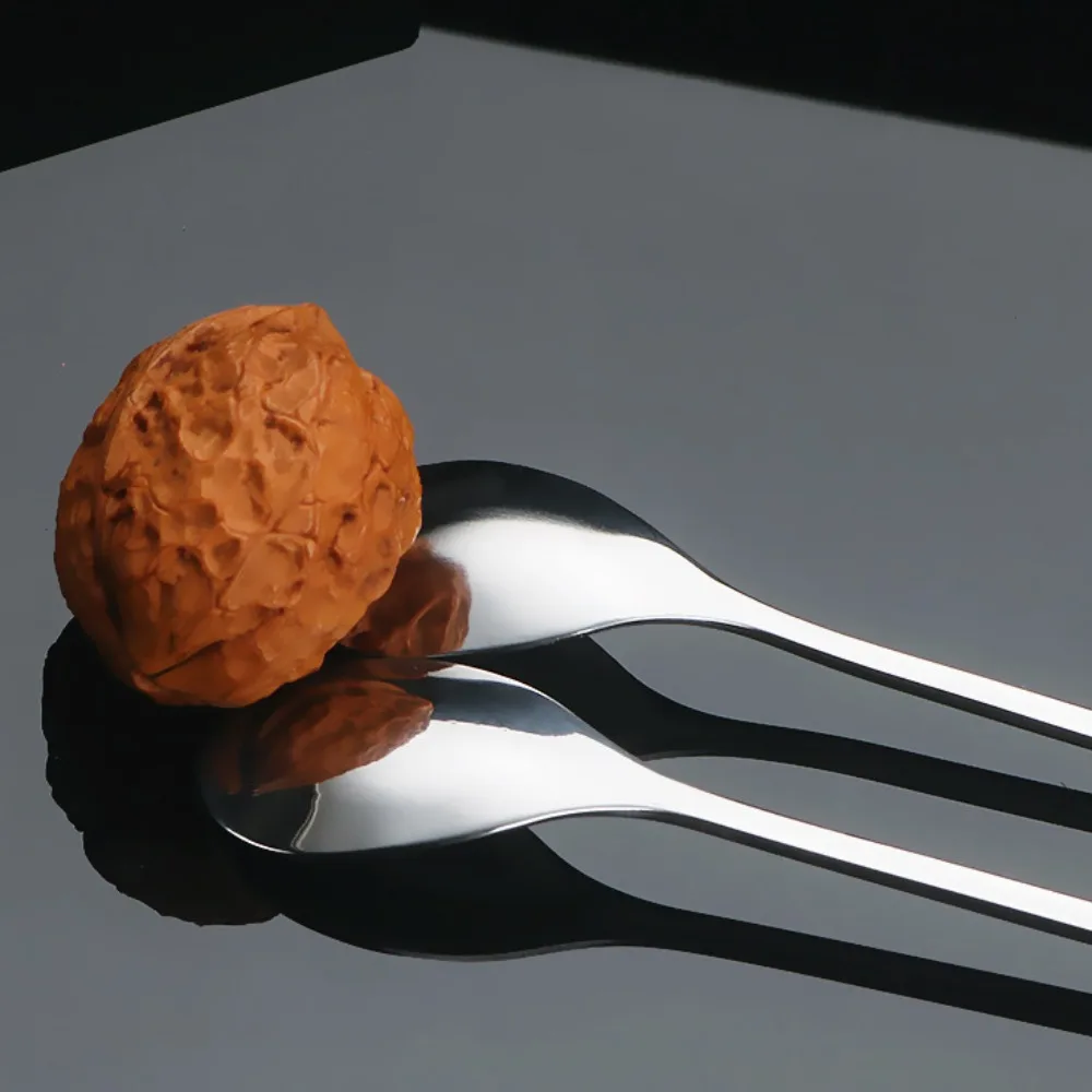 Stainless Steel Water Cup Stirring Spoons Golden Silver Leaf Shape Dessert Spoon Fork Long Handled Dinnerware
