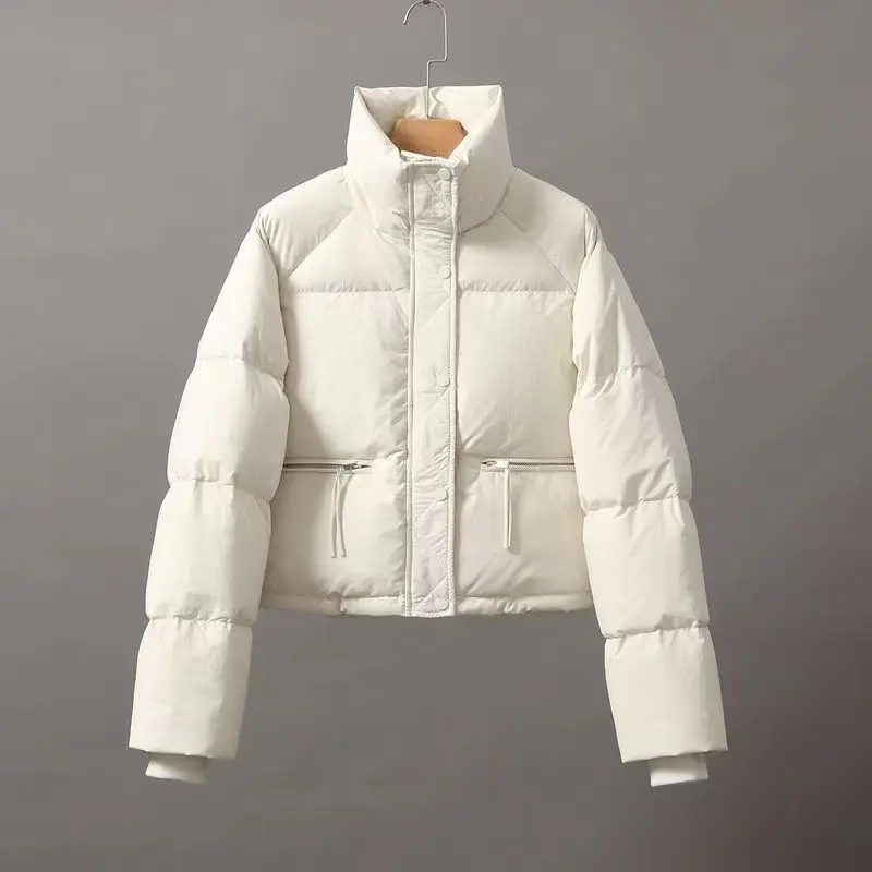 Manteau court rembourré en coton Harajuku pour femmes, col montant, petites optiques, version coréenne, mode décontractée, marée, nouveau, 2023, JXY2K