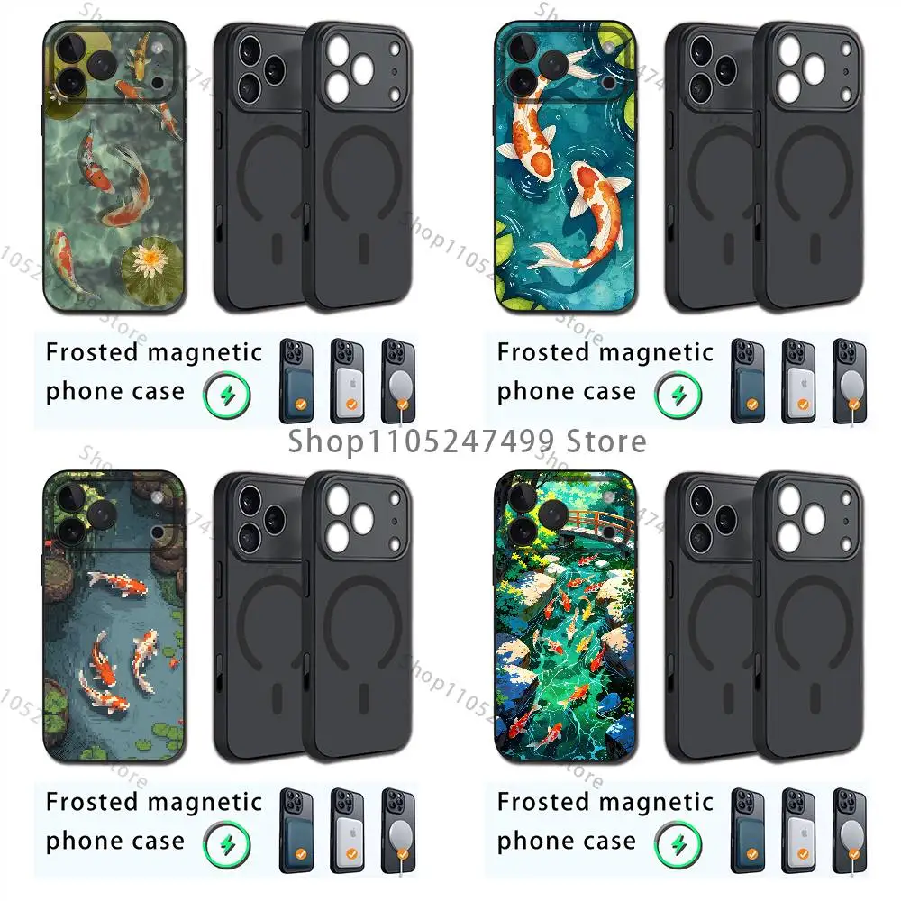 

Koi Carp Painting Art For iPhone 17,16,15,14,13,12,11,Plus,Pro,Max Mini For Magsafe Magnetic Wireless Charging Phone Case