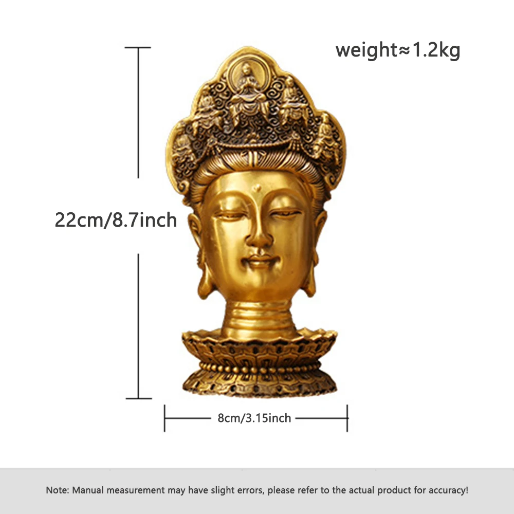 Buddha head bronze statue, Brass Avalokitesvara Bodhisattva head sculpture, Temple offered ornament, Home decoration crafts