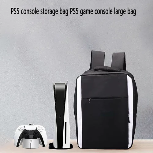 Adecuado para bolsa de almacenamiento para consola PS5, bolsa de almacenamiento para accesorios de juegos PS5, mochila para consola PS5, mochila portátil para salir