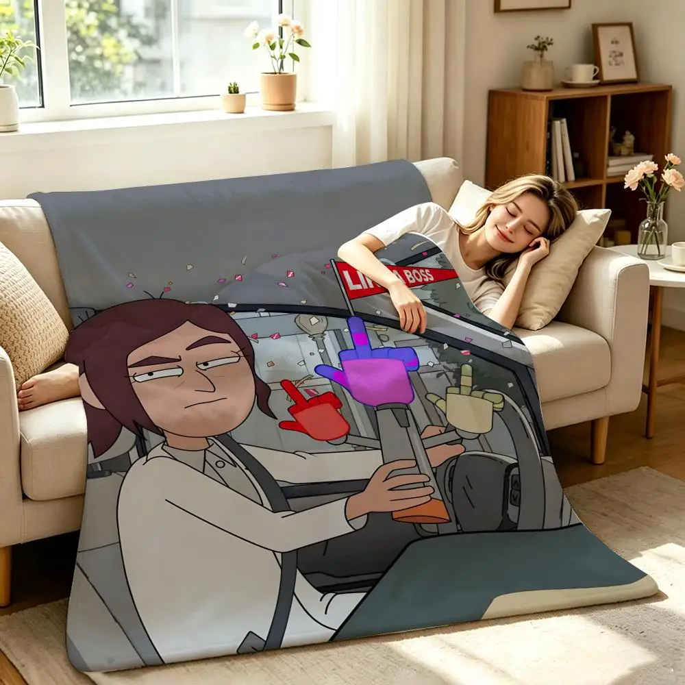 Manta de Franela Suave y Cálida con Diseño de Dibujos Animados I-Inside J-Job, Multiusos para Sofá, Cama, Oficina y Siesta