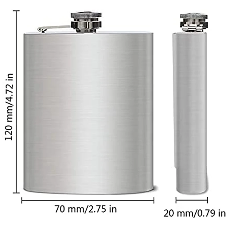 Frasco de quadril com funil, frasco de uísque de aço inoxidável de 4 onças 100% à prova de vazamento, frasco de quadril de bolso portátil para licor para homens