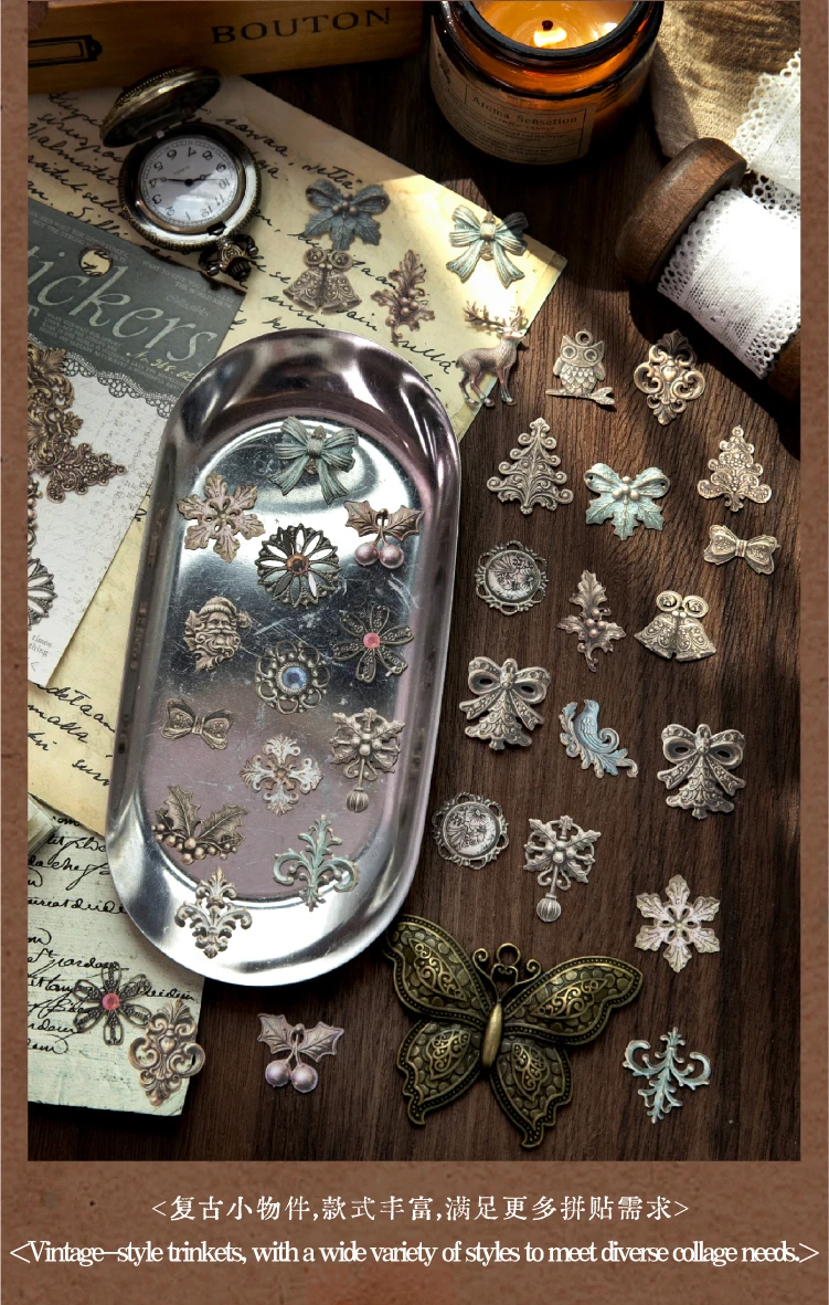 Journal GO 50 Stück Vintage Antik Kleine Gegenstände Aufkleber für Scrapbooking Collage Junk Journal Dekorative Schreibwaren Planer Deko-Sticker – Detail 4
