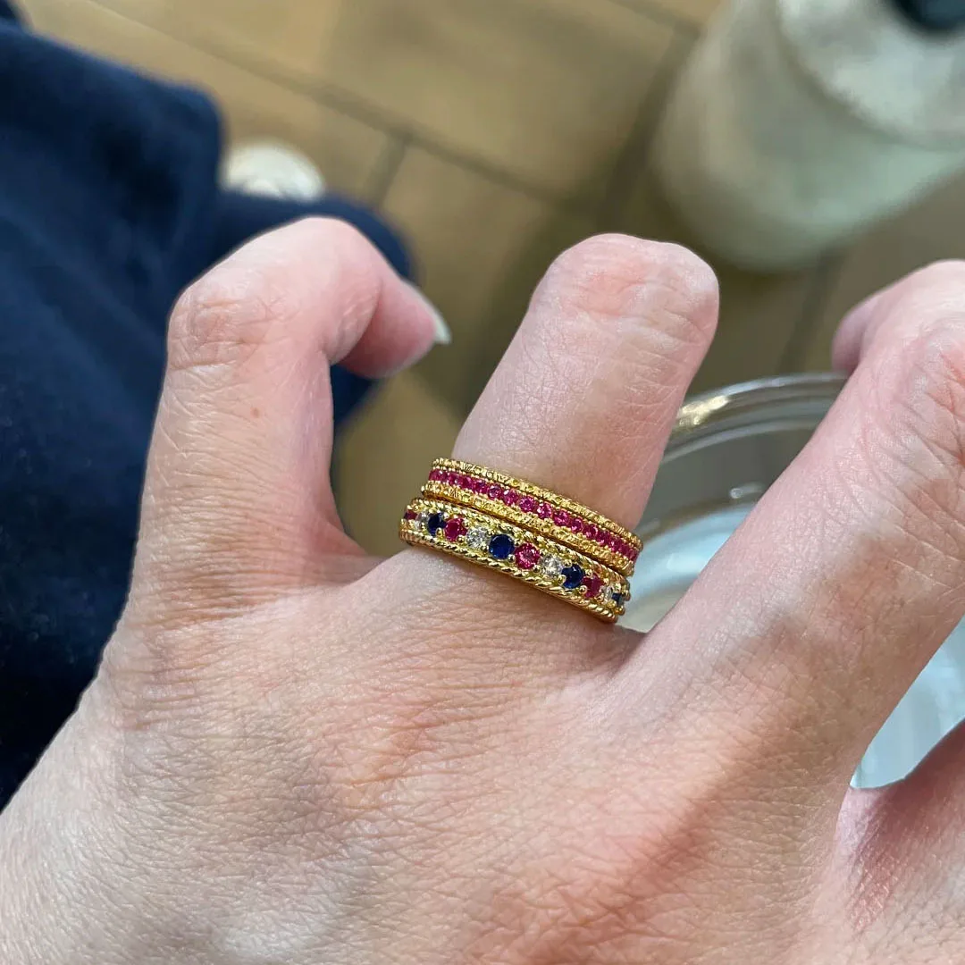 Stacked style retro fashion exquisite rings for women light luxury fashion inlay diamonds hollow out design ring jewelry gift