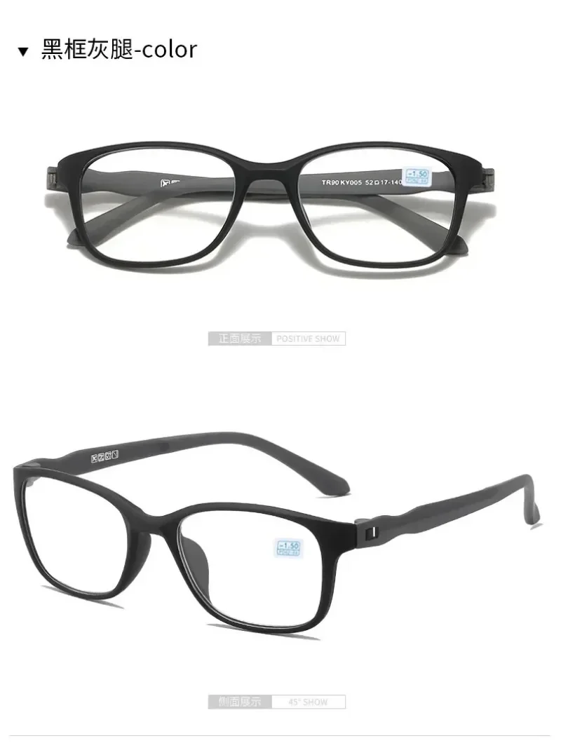 Unisex Fertig Myopie Brille Schwarz Männer Business Ultraleichte TR90 Brillengestell Brille Frau Blaulichtbrille 0-0,5 bis -6,0 – Detail 15