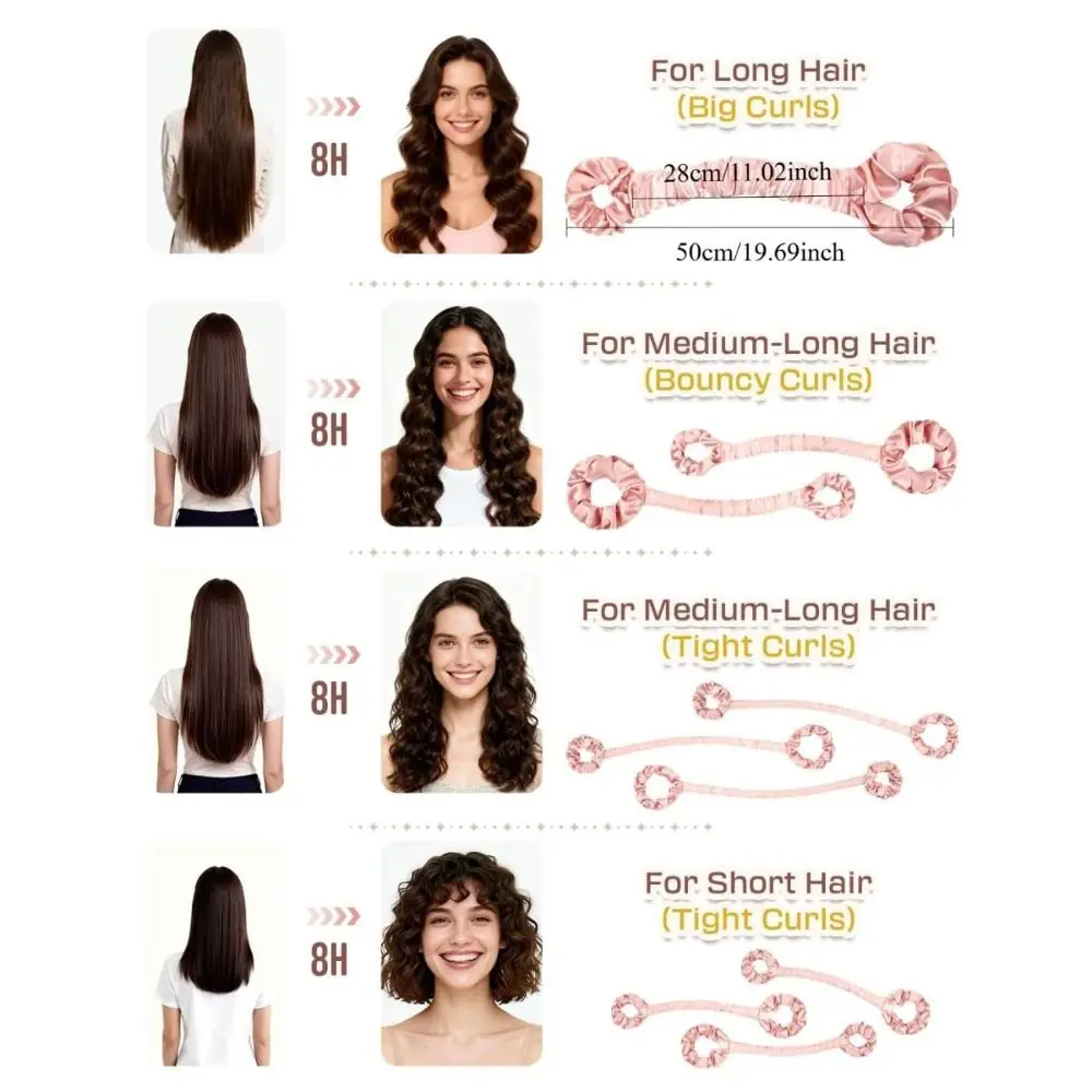 Large Medium Heatless Hair Roller Silk Hair Jumbo Crease-Free Satin Curling Scrunchie Convenient Hair Styling Tool view 6