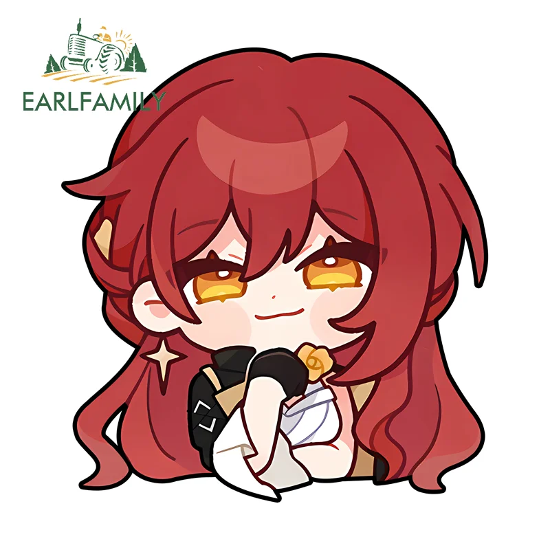 EARLFAMILY Chibi Himeko Cute Personality Creative Stickers Hot Anime Theme Decoration Sunscreen Vinyl DIY VAN Car Decoration