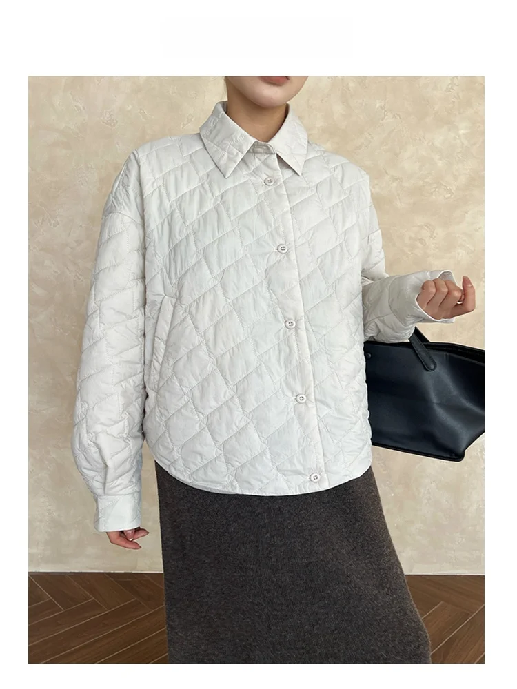 

Легкая хлопковая куртка с эффектом похудения, сшитая из хлопка, с воротником, повседневная верхняя одежда, женская модная куртка прямого кроя с длинными рукавами