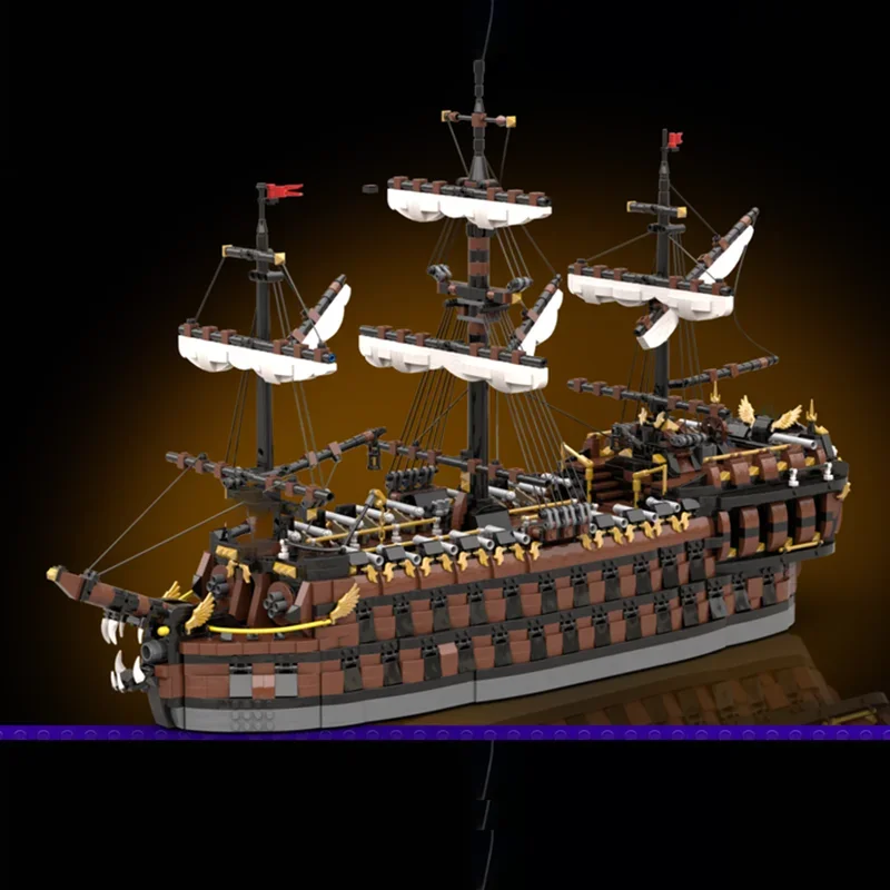 Warship Model Moc Building Bricks Modular Ghost Pirate Ship Model Technology Blocks Christmas DIY Toy Construction Military Gift