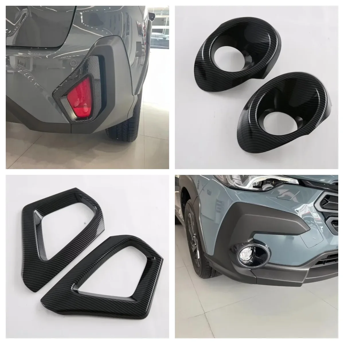 

For Subaru Crosstrek 2024 Rear Foglight Lamp Frame 3d Cover Front Fog Light Trim Strips Abs Carbon Fiber Car Styling Accessories