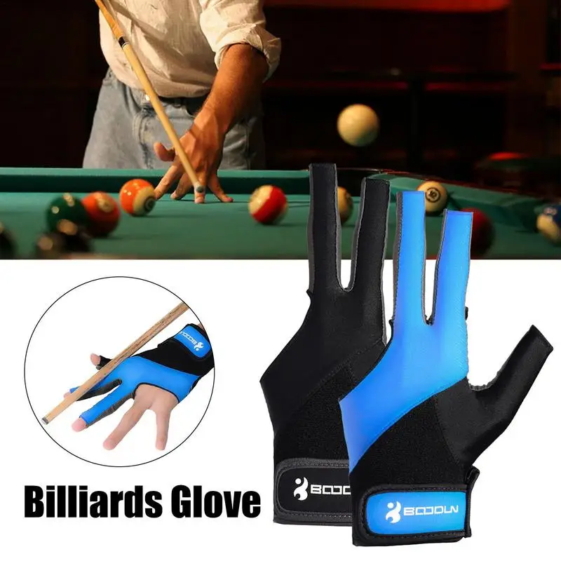 1pc Billiards Glove Left & Right Hand Three Finger Snooker Billiard Glove Smooth Elasticity Billiard Training Gloves Accessories