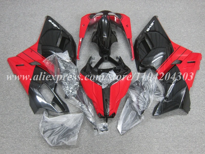 4Gifts New ABS Motorcycle Whole Fairings Kit Fit For Ducati 848 evo 1098 1198 Bodywork Set Custom Red Black Glossy