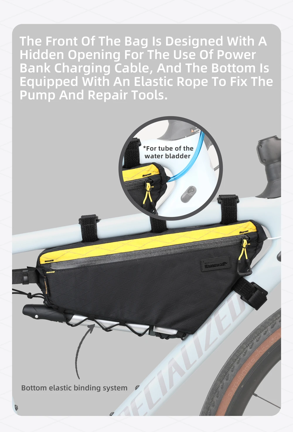 Rhinowalk Fahrrad-Dreiecksschlauchtasche, wasserabweisend, 1,7 l/2,4 l/2,9 l, Fahrrad-Rahmentasche für MTB und Rennrad, Querträger-Aufbewahrungspaket – Detail 38