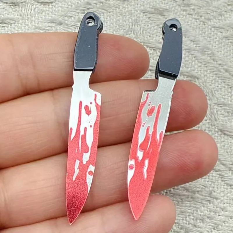 10pcs New Arcylic Charms Halloween Blood Knife Charms Pendant for DIY Earring Keychain Jewelry Making Designer Charms - view 4