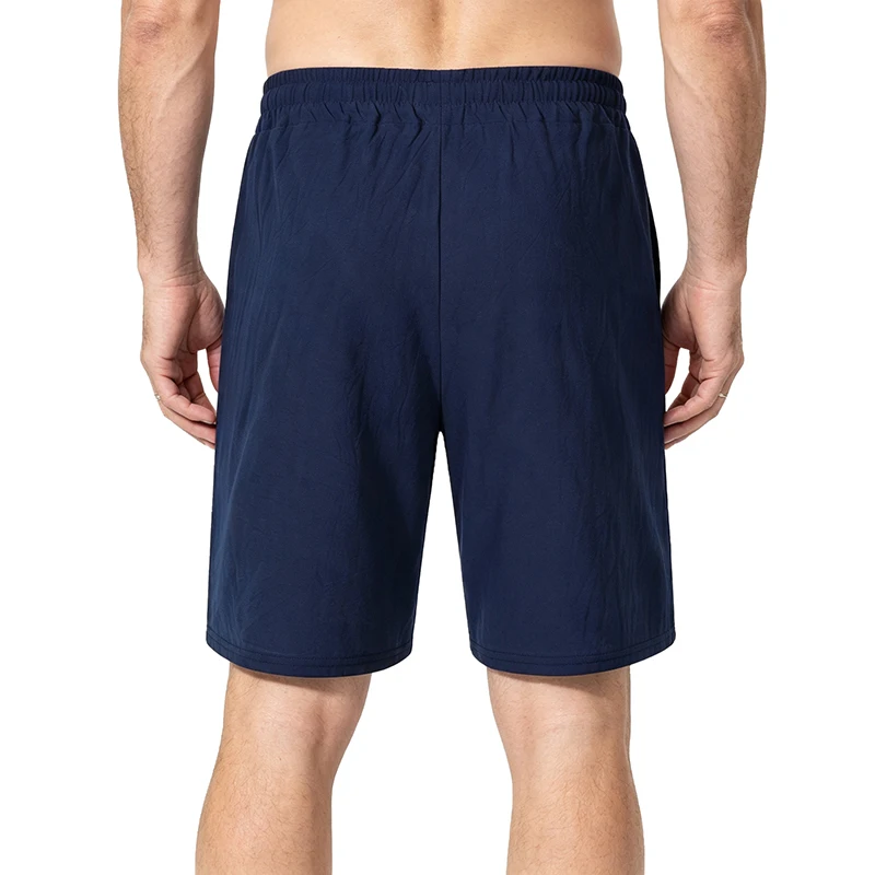 Men Cotton Linen Casual Shorts Drawstring Elastic Waist Button Pockets Summer Beach Daily Streetwear Outdoor Lounge Bottoms