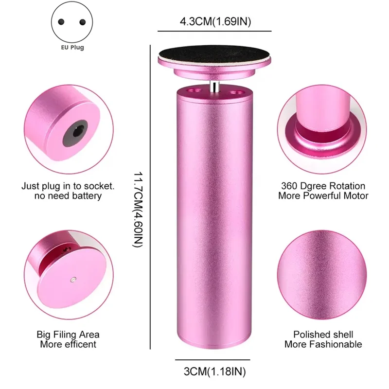 A05G-Elektrische Voet Eelt Remover Tool Eelt Remover Voor Voeten Elektrische Eelt Remover Met 60 Stuks Vervanging Schuurpapier EU plug