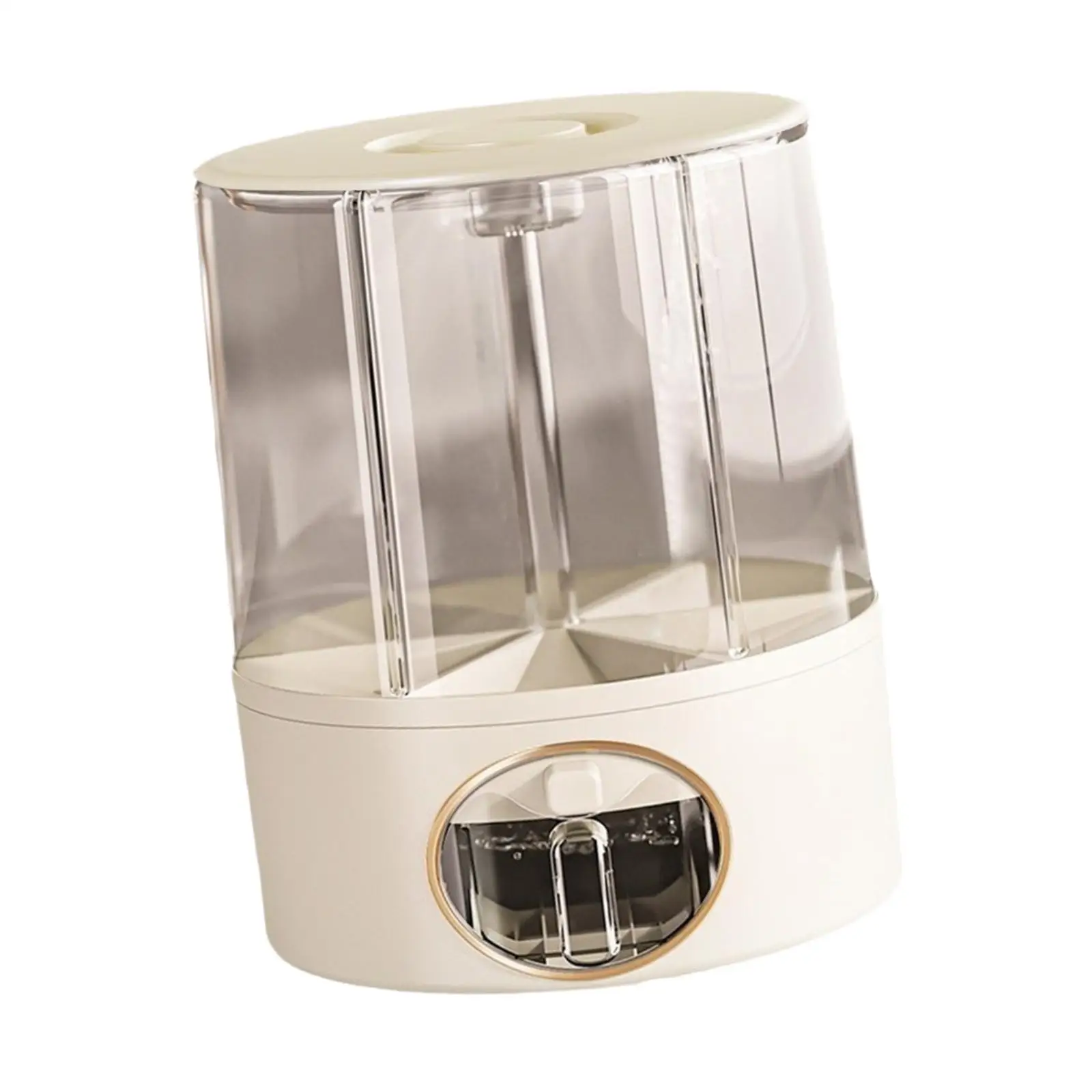 Cereal Grain Container with 360 Degree Spinning Base 6 Compartment Organizer for Rice Beans Nuts and Snacks