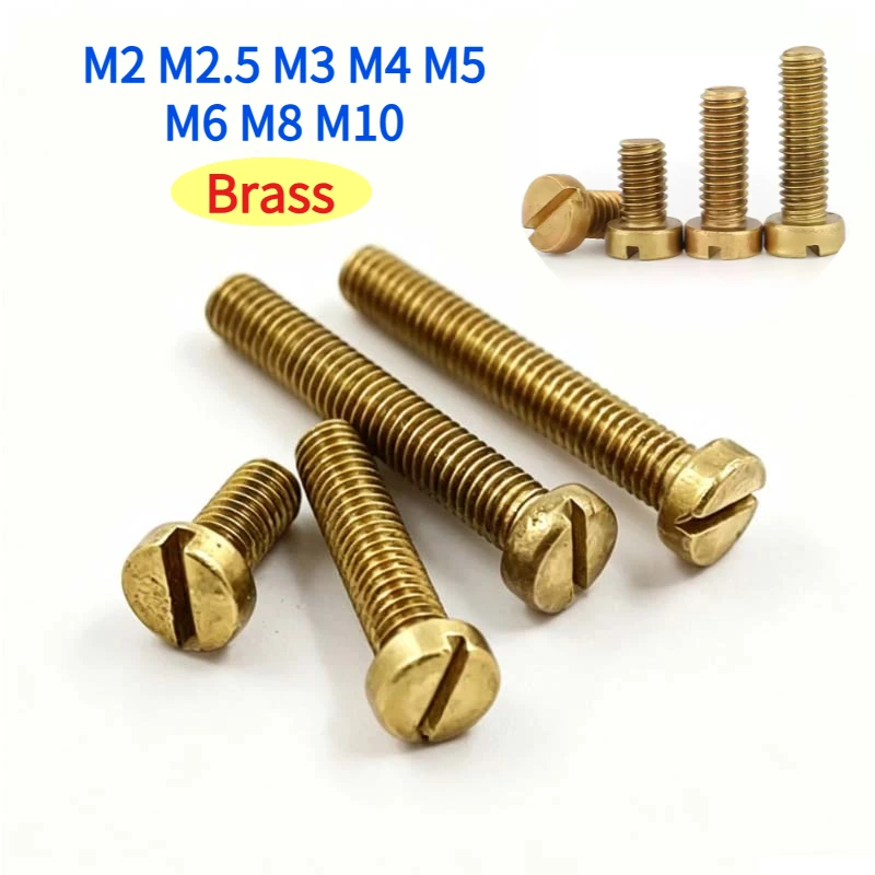 M2 M2.5 M3 M4 M5 M6 M8 M10 DIN84 Brass Slotted Cheese Head Screw Brass Screw Brass Bolt Length 3-50mm