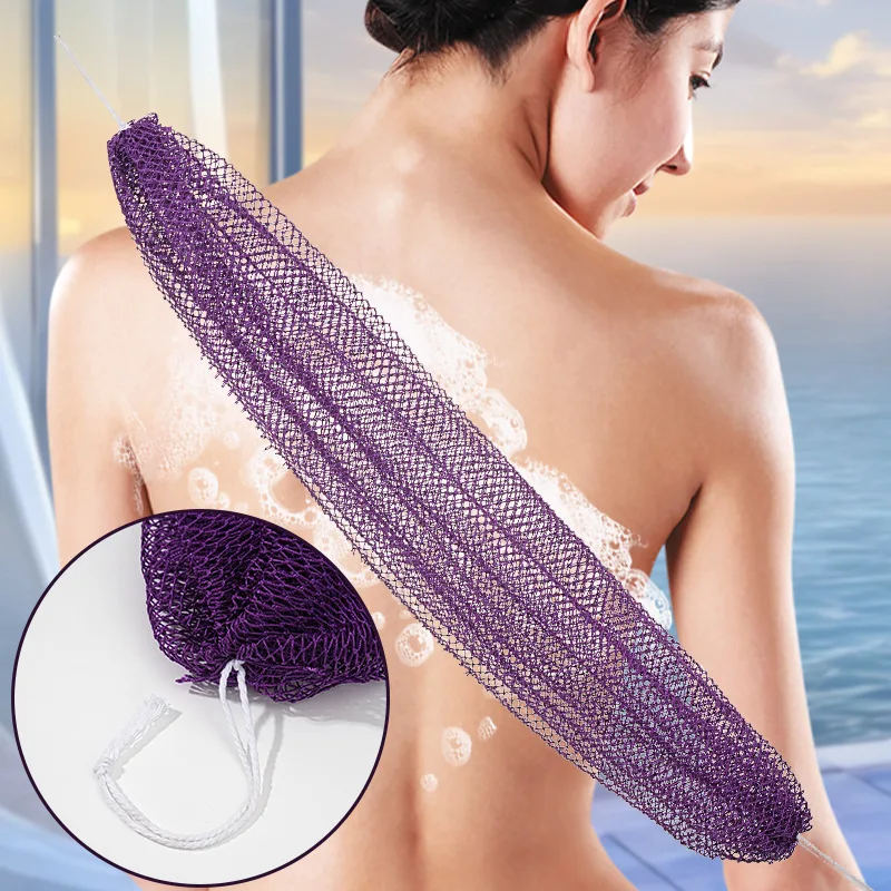 African Net Mesh Bath Exfoliating Body Scrubber Sponge Long Back Shower Loofah Quick Dry Stretch Washcloth Skin Care Tool