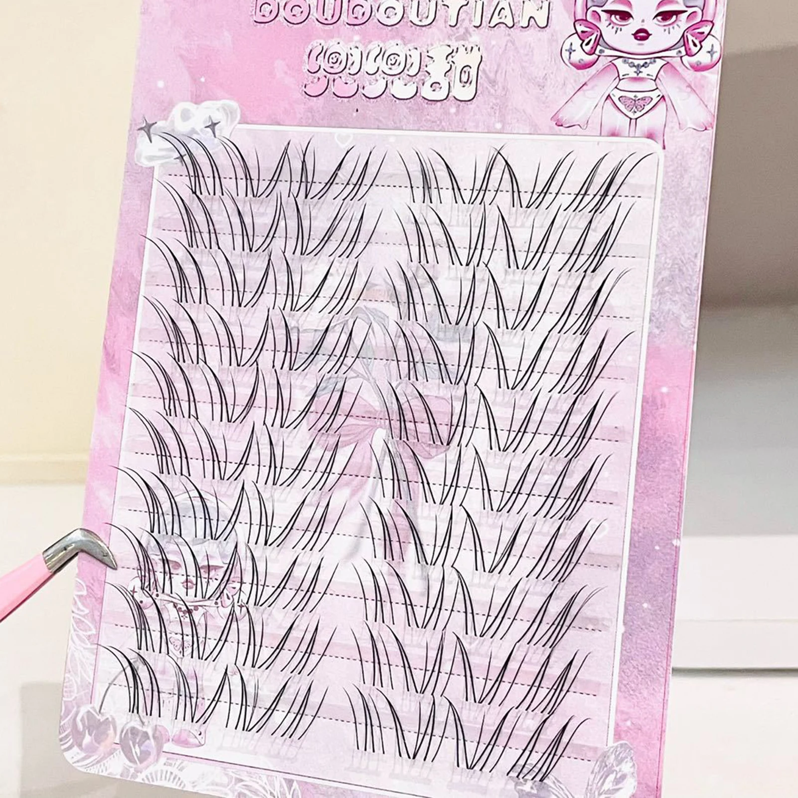 C-Curl 7-12mm Natural False Eyelashes Air Transparent Band Individual Lashes Cluster Korean Wispy Soft V Shaped Lash Extension