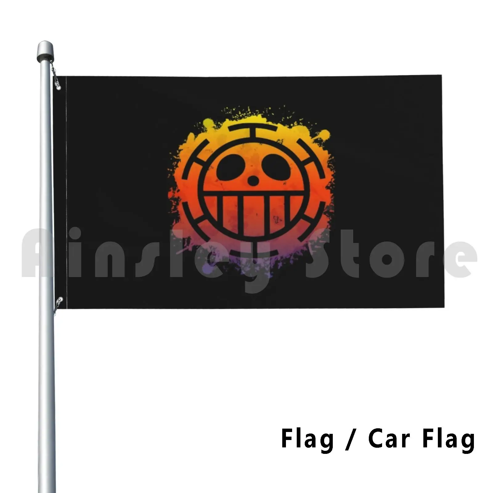 Law Pirrate Logo Flag Car Flag Funny Manga Anime Sasuke Madara Trafalgar Law