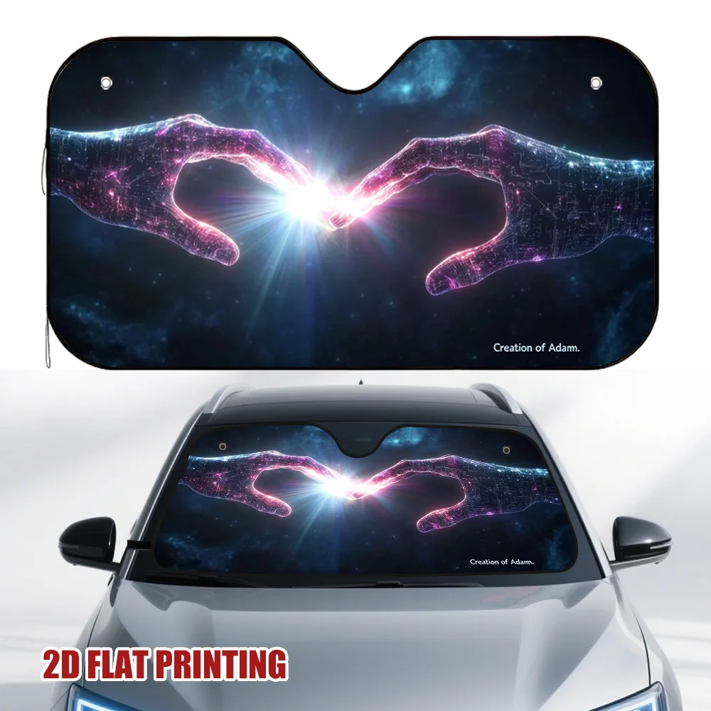 

1pc Celestial Touch Of Hands Car Sun Visor - Fit, Heat Reduction & Cooling Design, UV Protection, Fit For All Vehicles, Vehicle