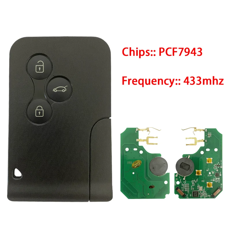 CN010055 Smart Key Card For Clio 3 Megane 2 Scenic 2 Remote Key Fob PCF7943 ID46 Chip 434Mhz