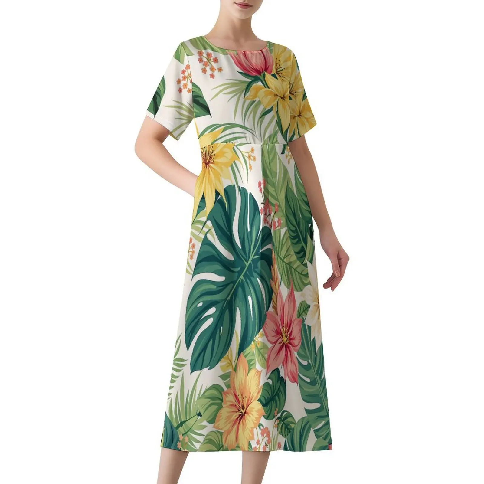 

Customized Women'S Dress Pacific Islands High-Quality Evening Gowns Parties Banquets Elegant Loose Hemlines Floral Print