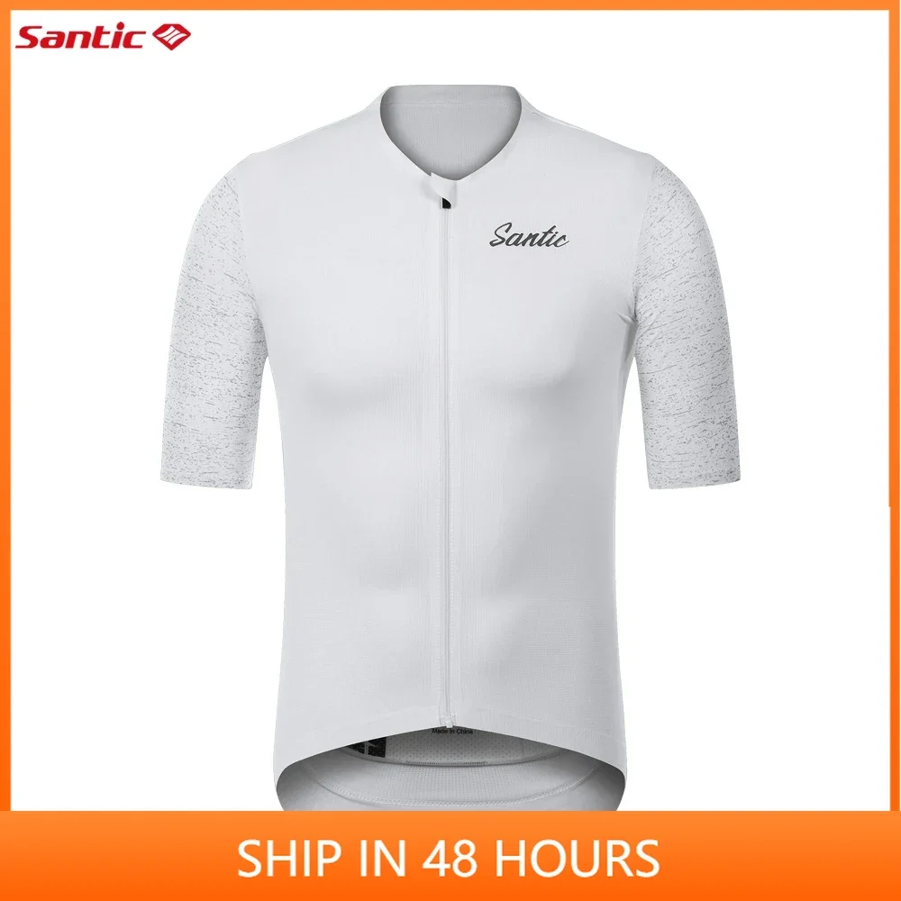 

Santic Men's Cycling Jerseys Reflective Lightweight Cycling Short Sleeve Top Anti-Shrink Quick Dry Cycling Jerseys TM24C02239W