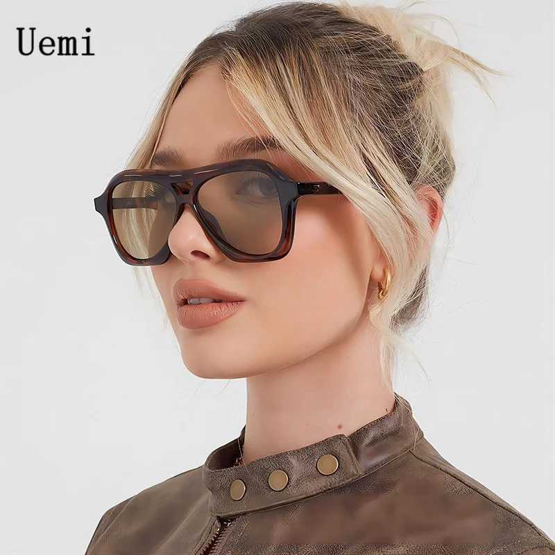 New Retro Double Bridge Irregular Square Sunglasses For Women Men Vintage Sun Glasses Oversized Frame Outdoor Shades UV400