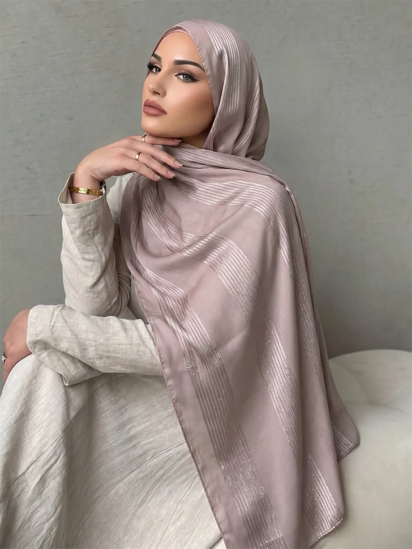 Shiny Silk Long Scarf Soft Solid Shawls Headscarf Foulard 2026 Women's Muslim Islamic Arab Wrap Head Turban For Women Scar