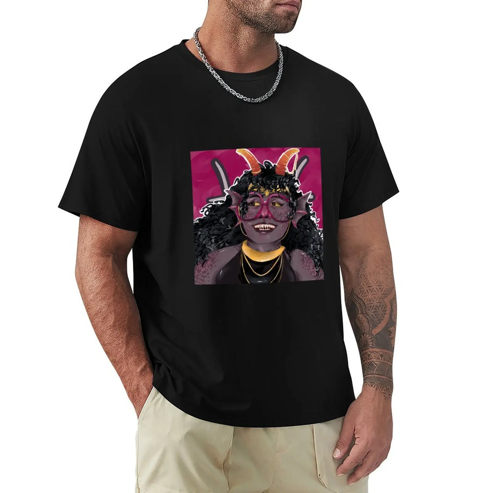 

Feferi Portrait T-Shirt Simple Solid Color Crew Neck Tee
