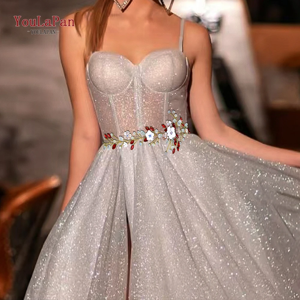 

YouLaPan Bridal Rhinestone Crystal Belt Wedding Dress Waist Decoration Elegant Bride Belt Evening Gown Belt Accessories SH862