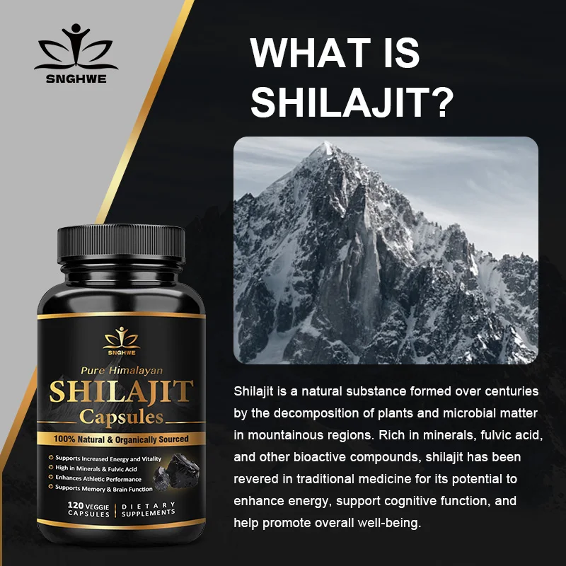 Shilajit Pure Himalayan Organic-6550MG Shilajit Capsules - Premium Shilajit for Men-with Ashwagandha Ginseng & More Fulvic Acid