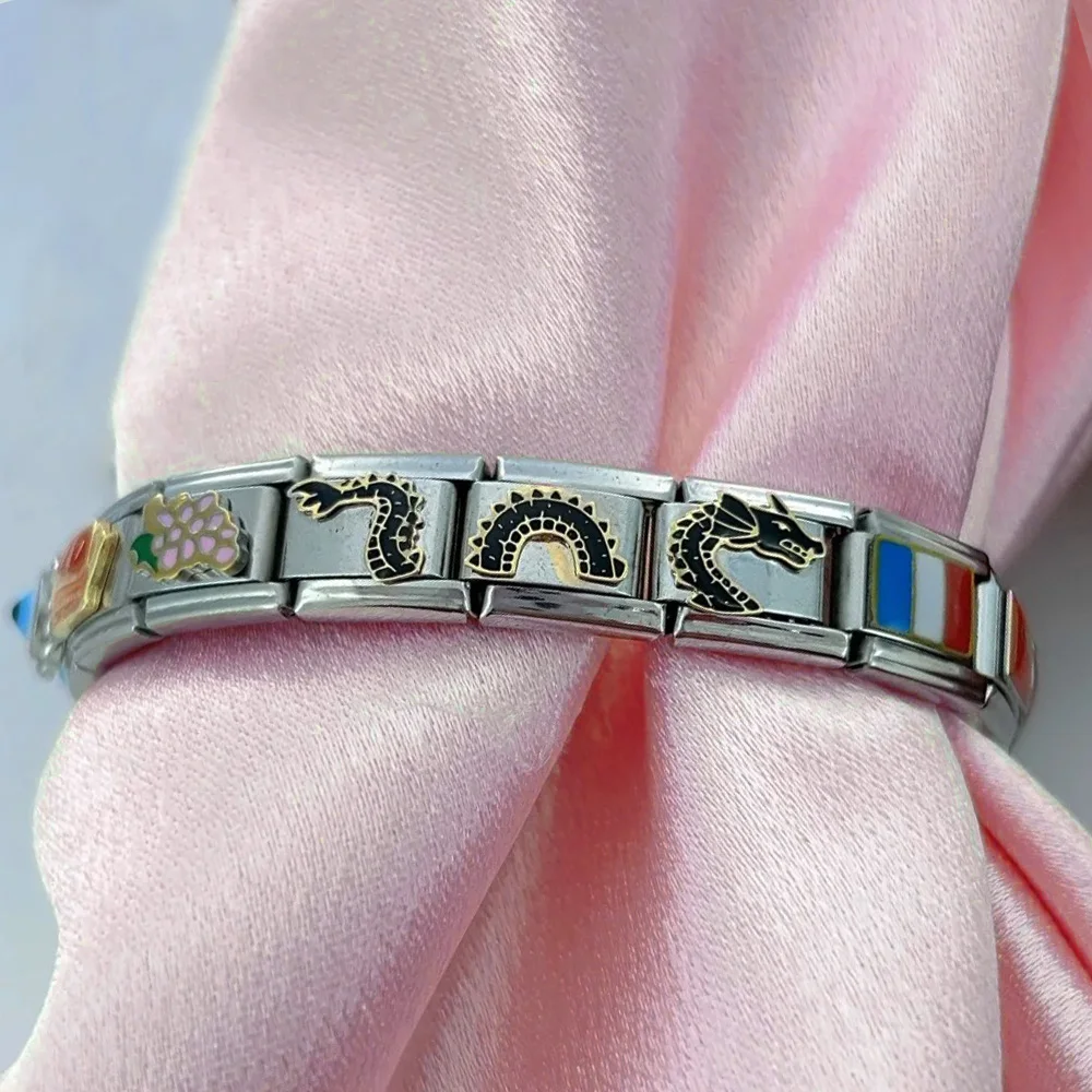 Fashion Colorful Y2K Animal Series Italian Charm Beads Link Fit 9mm Stainless Steel Bracelets Gifts Women Men Jewelry DIY Making