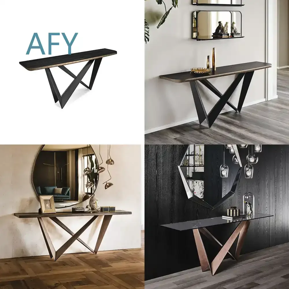 High-end Art Entrance Terrace Table for Modern Hotel Model Room Corridor Living Room End Table Light Luxury Slate Console