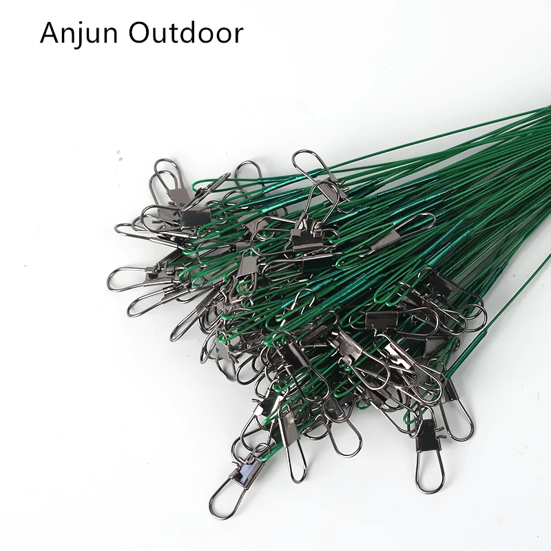 20 líneas de pesca, línea frontal de cebo, cuerda de alambre antimordida con accesorios de pesca giratorios, sedal de 15 cm-30 cm