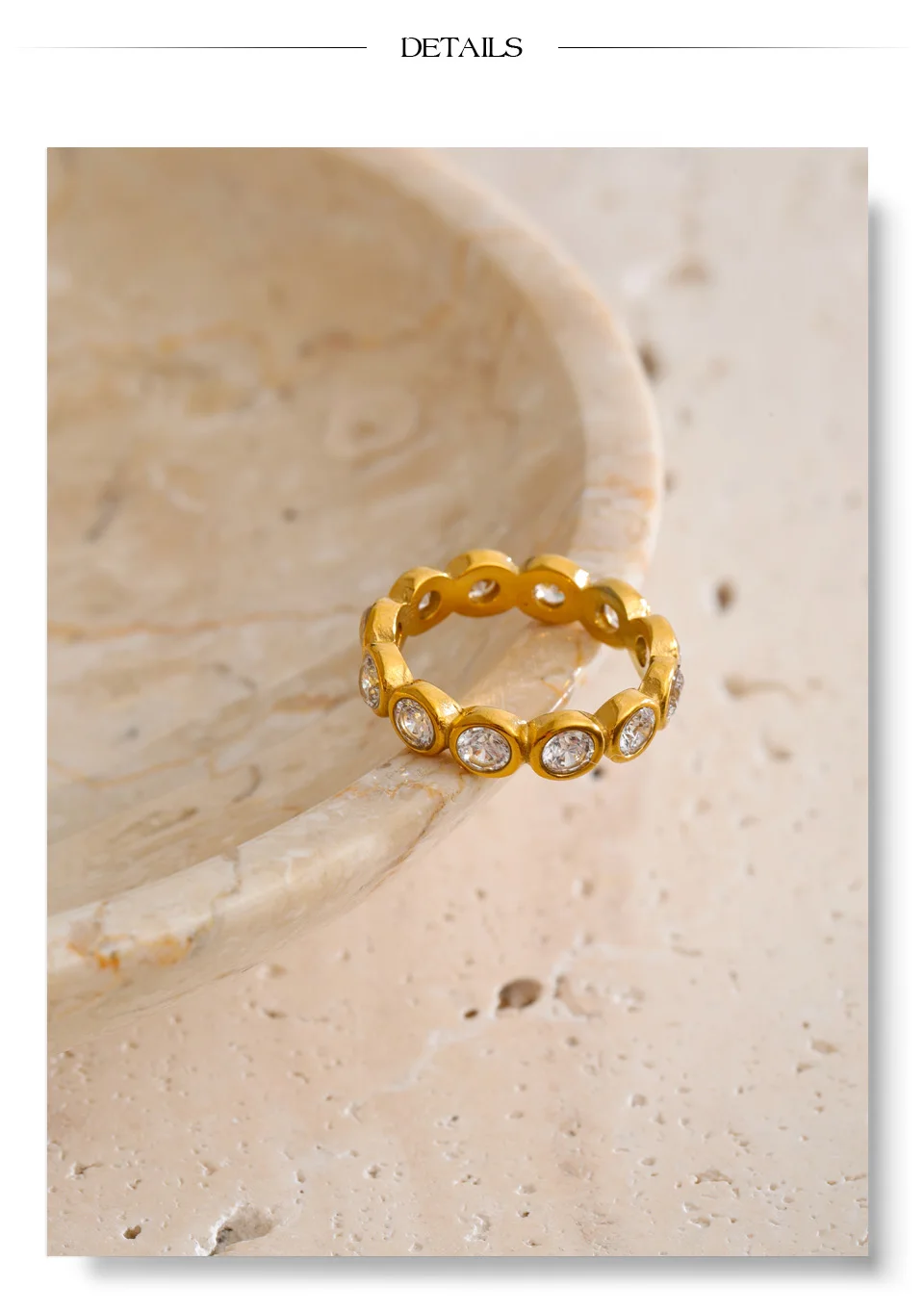 Yhpup Größe 678 Edelstahl-Ring mit kubischem Zirkonia, rund, hochwertig, für den Alltag, modisch, Premium-Schmuckzubehör für Damen – Detail 7