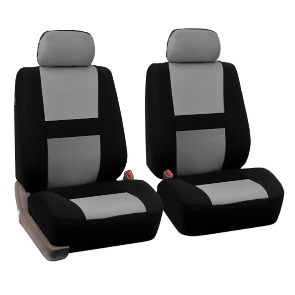 

2Pcs Universal Seat Covers Fabric Auto Breathable Durable Split Bench Cover Light Beige Compatible Airbag Heated Seats