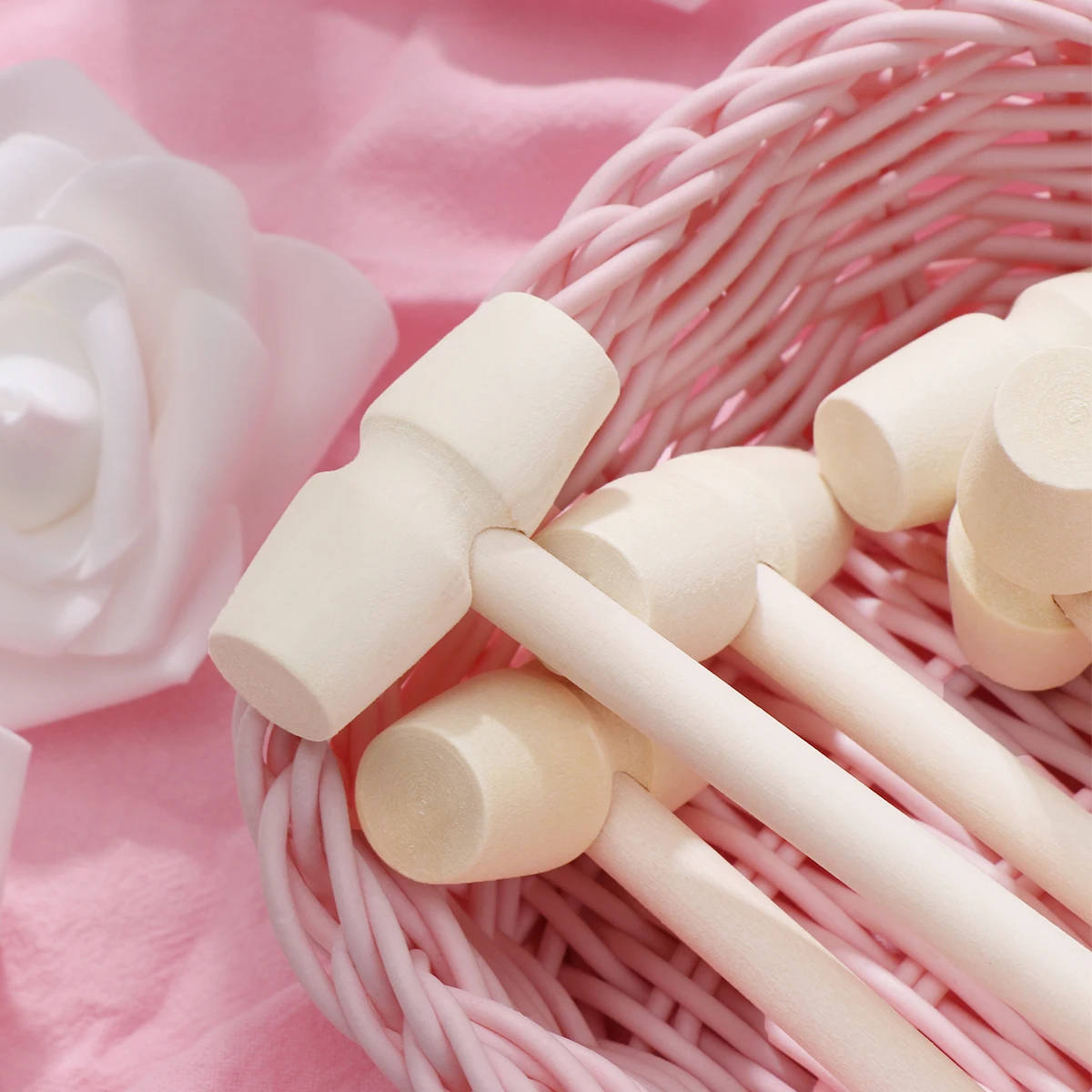 5Pcs Solid Wood Mini Hammer for Children Safe No Burrs Design Promotes Arm Movement and Dexterity Baby Laugh Out Loud Play