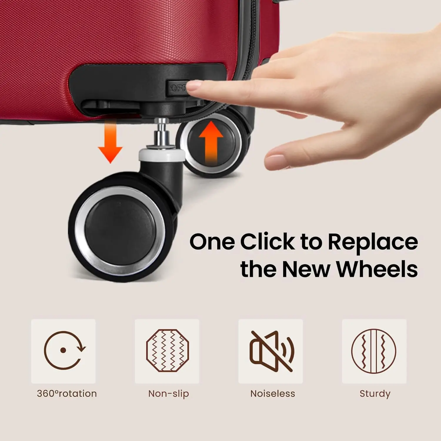 Mala Hardside Set com Roda Spinner para Mulheres, Bagagem de Viagem Expansível, Tsa Lock, Vermelho, 3 Pcs